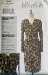 7658  VOGUE CLAIRE SHAEFFER LUXE COUTURE DRESS, BELT PATTERN 6-10 UNCUT